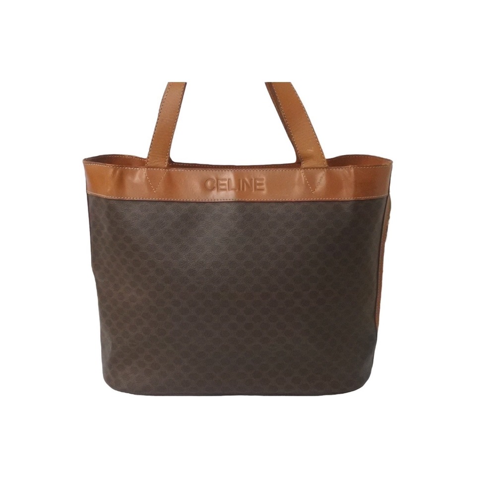 Celine Brown Leather Pattern Bag Macadam Tote - image 1